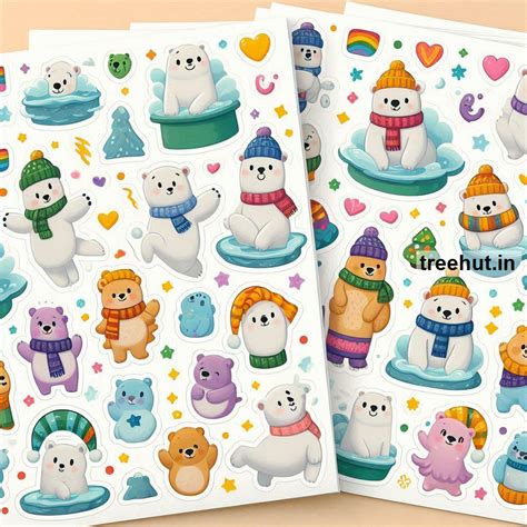 Printable Polar Bear Stickers and 20 Craft Activities for Kids, Adults ...