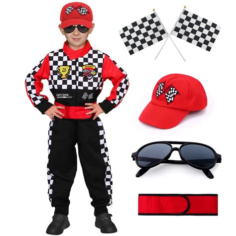 Latocos Kids Race Car Driver Costume Boys Girls Racer Jumpsuit With Car ...