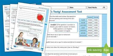 👉 French: That's Tasty!: Year 5 Assessment Test - Twinkl