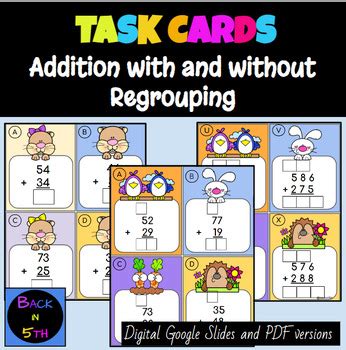 Addition Spring Practice BUNDLE 2 Task Card Sets by Back in 5th | TPT