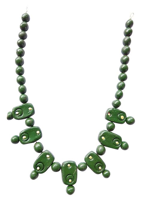Buy Shri Swami Samarth Samooh Green Terracotta Handmade Necklace for ...
