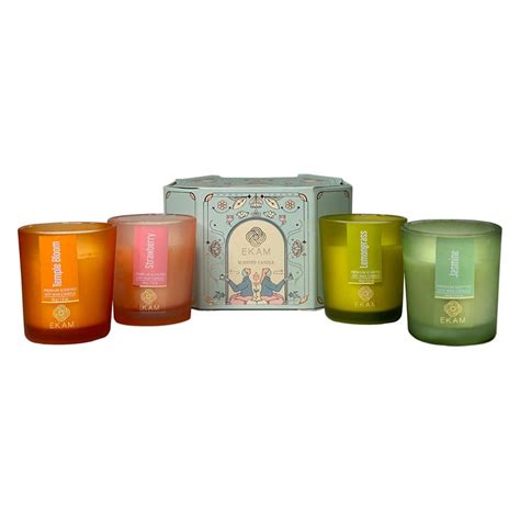 4 Pack Candles Gift Set| Temple Bloom, Jasmine, Strawberry, Lemongrass ...