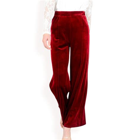 Women's High Waist Wide Leg Velvet Pants with Soft Textured Finish - X ...