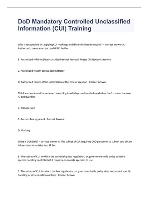 DoD Mandatory Controlled Unclassified Information (CUI) Training ...