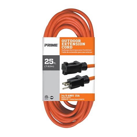 PRIME 25-ft 14 / 3 Medium Duty 3 Prong Orange Indoor/Outdoor Extension ...