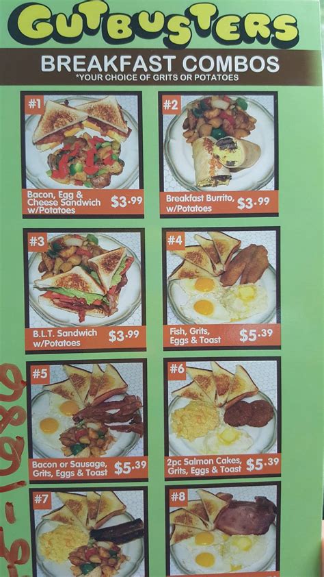 Menu at Gutbusters Breakfast - Candler Rd restaurant, Decatur, Candler Rd