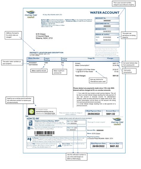 How to read your water bill Murray River Council