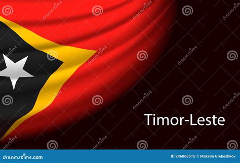 Wave Flag of Timor-Leste on Dark Background. Banner or Ribbon Ve Stock Illustration ...