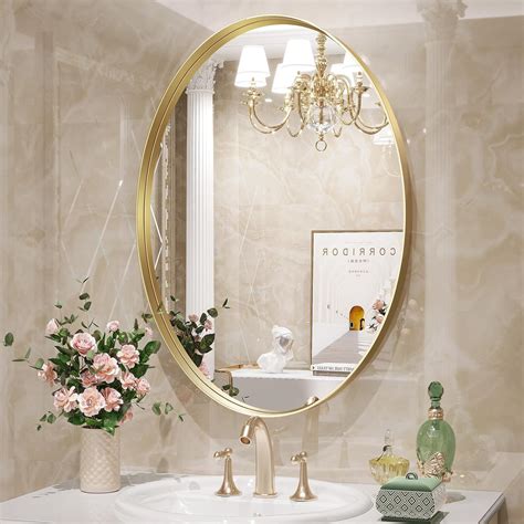 Amazon.com: Brightify Gold Oval Mirror for Bathroom 24x32 Inch, Oval ...