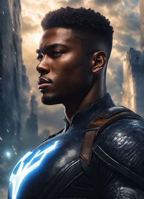Lexica - Black hero, a strong handsome young black super hero man dark ...