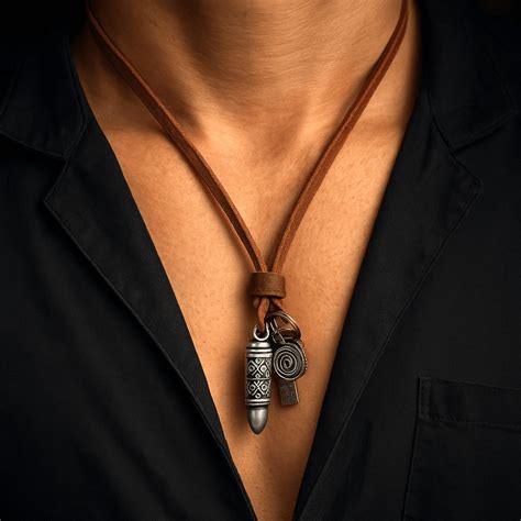 Buy Now Premium Leather Necklace - BULLET CREED SILVER - Vintage Alloy ...