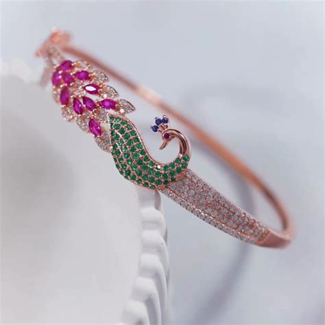 Peacock 925 Sterling Silver Bracelet In Rose Gold - Valentine's Gift ...