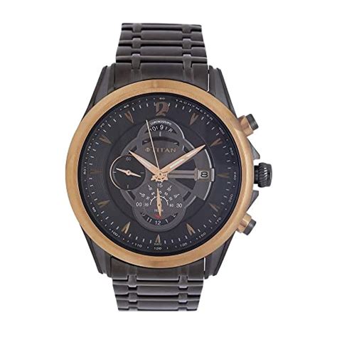 Titan Mens Tachymeter Black Dial Metallic Chronograph Watch - 1830KM01 ...