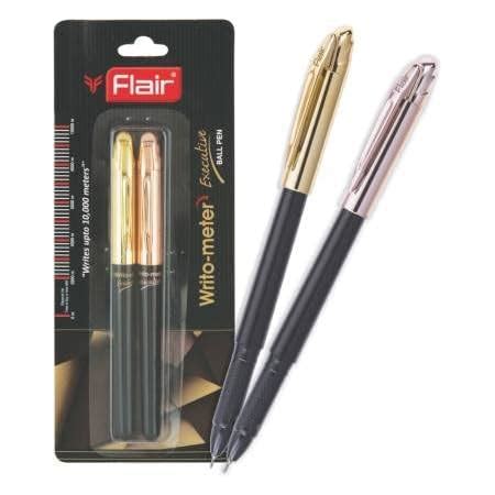 FLAIR Writometer Rose Gold & Gold Executive Ball Pens | 0.6 mm Tip Size ...