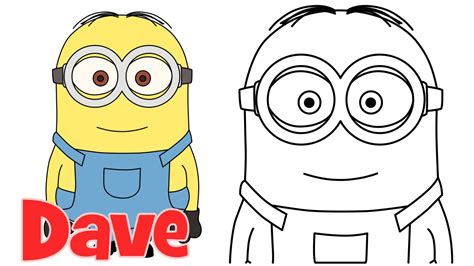 How to draw Minions Dave step by step easy drawing for kids and ...