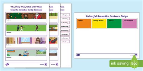 Who, Doing What, What, With Whom - Colourful Semantics Activity