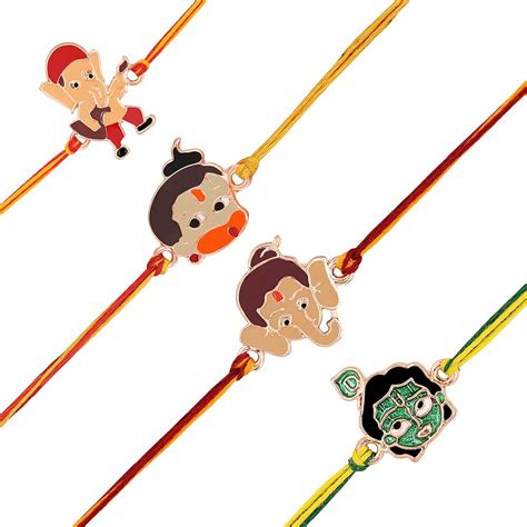 Mahi Combo of Bal Hanuman Bal Ganesh and Bal Krishna Kids Rakhi with M ...