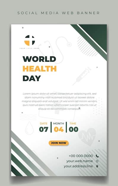 Vorlage zum Weltgesundheitstag für Social-Media-Banner mit Grün und ...