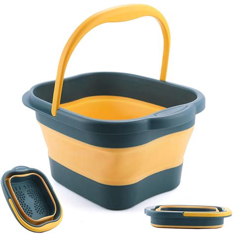 Collapsible Foot Soak Tub with Handle,4 Gallons/15L Multifunction Foldable Foot Bath Basin with ...