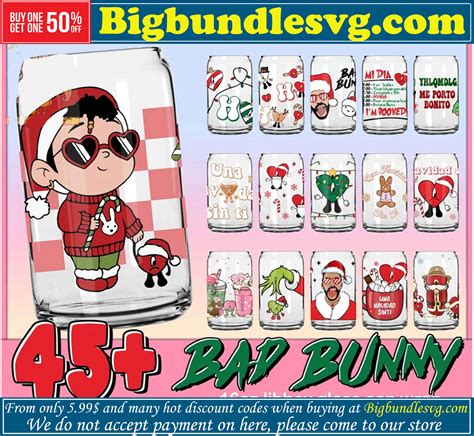 45 Bad Bunny Libbey Can Wrap Png, Bad Bunny 16oz Glass Can W - Inspire ...