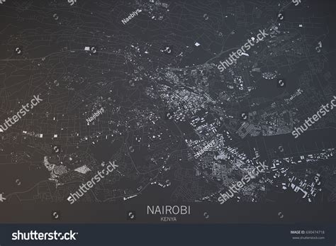 Nairobi Map Satellite View City Kenya Stock Illustration 690474718 ...