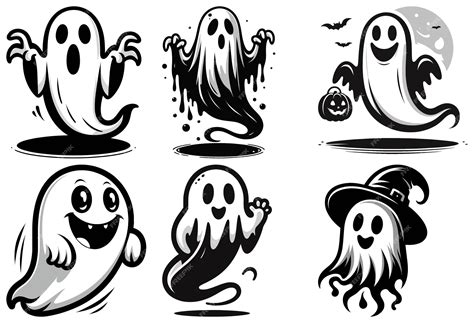 Spooky ghost illustrations black and white perfect for Halloween ...