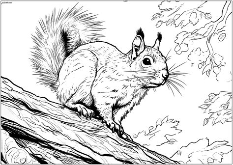 Squirrel Coloring Page Realistic