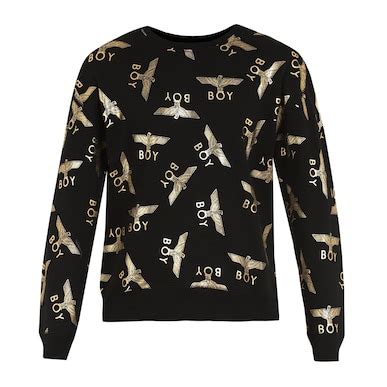 Buy Men Black Repeated Boy Branding Sweatshirt Online at The Collective ...