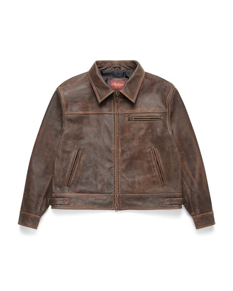 Aged Heavy Wash Leather Jacket – Mutimer