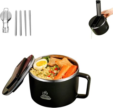 Amazon.com: HERCHR Microwave Ramen Bowl Set Ramen Cooker with Handles ...