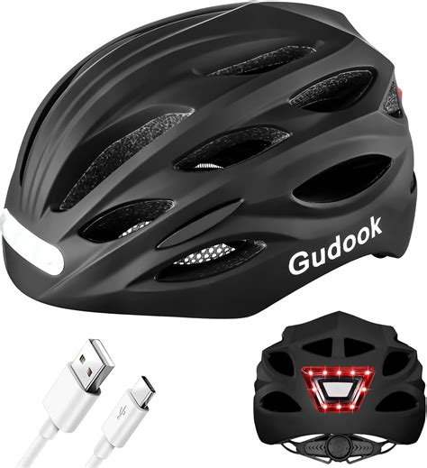 Amazon.com : Gudook Bike Helmet with LED Light: Bicycle Helmets for Men ...