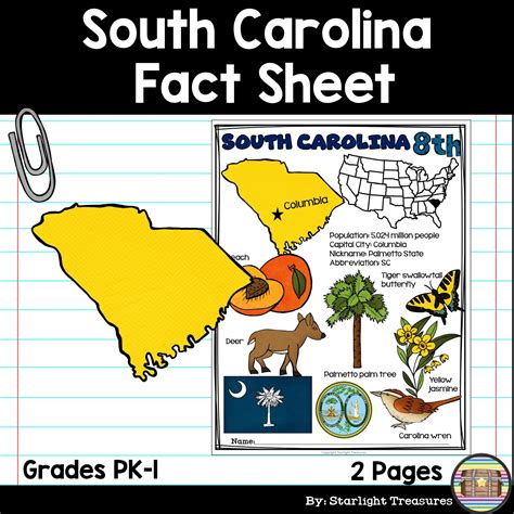 South Carolina Fact Sheet for Early Readers - A State Study | Fact ...