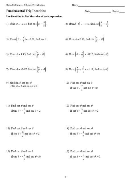 Fundamental Trig Identities | Download Free PDF | Trigonometric ... - Worksheets Library