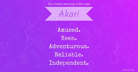 The hidden meaning of the name Akari | Namious