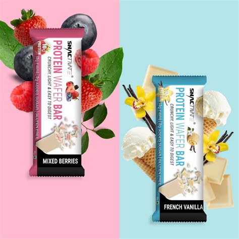 Snactivate Protein Wafer Bars Combo–French Vanilla and Mixed Berries ...