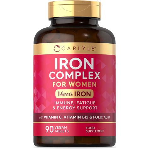 Iron Supplements for Women | with Vitamin B12, Vitamin C and Folic Acid | High Strength 14mg ...