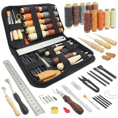 PLANTIONAL Leather Working Tools for Beginners: Professional Leather Craft Kit with Waxed Thread ...