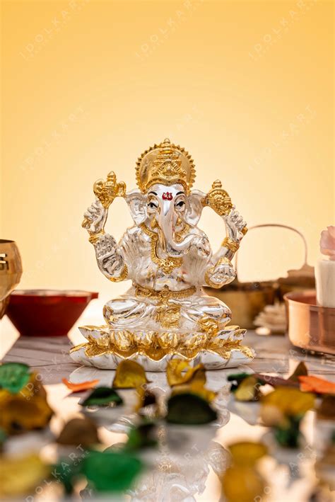 Gold & Silver Coated Ganesh Idol - Buy Ganesh Murti Online