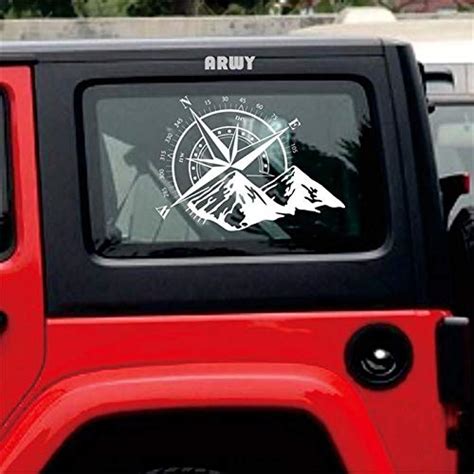 ARWY Vinyl Compass Car Bike Sticker, 0.11 x 18.89 x 13.38 Inches, White ...