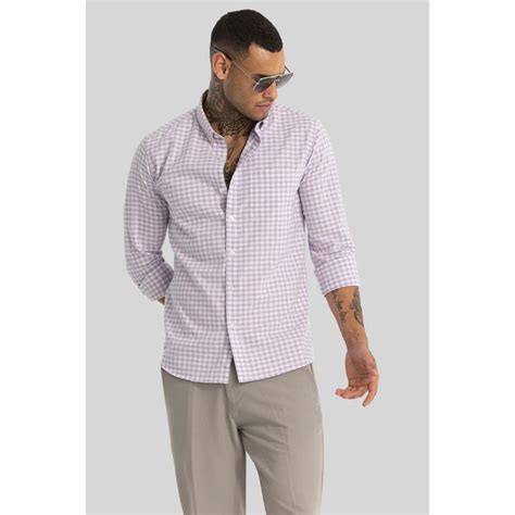 Buy Snitch Lavender Gingham Checks Shirt Online