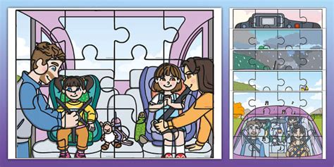 La plimbare cu mașina – Puzzle (teacher made) - Twinkl