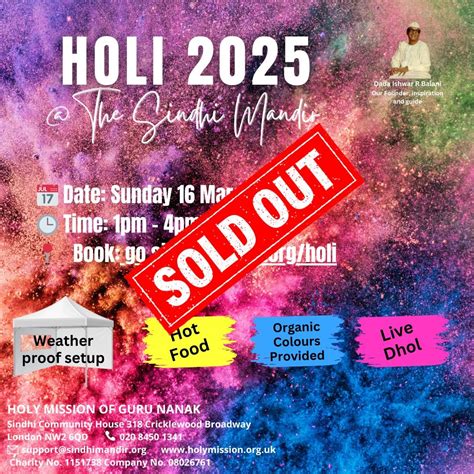 Holi 2025 at the Sindhi Mandir, 318 Cricklewood Broadway, NW2 6QD ...