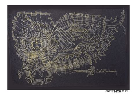 The Surpur Line Art Painting Mixed Media on Paper Unframed (Size: 22 x ...
