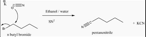 Write the mechanism of the following reaction: nBuBr + KCN [ ]EtOH ...