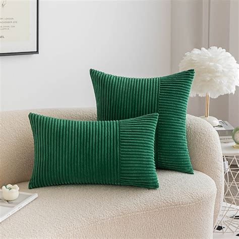 Corduroy Decorative Toss Pillows Solid Colored Blue Sage Green Burnt ...