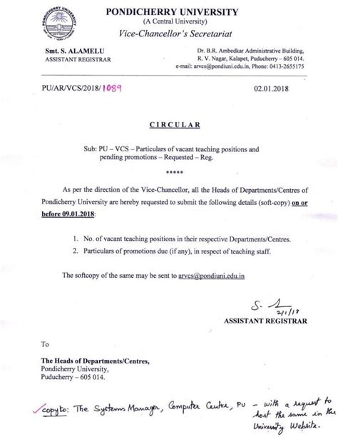 Particulars of Vacant Teaching Positions and Pending Promotions ...