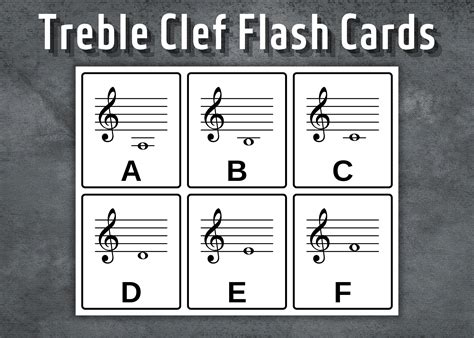 Treble Clef Flash Cards, Printable Music Note Flash Cards, Treble Clef ...