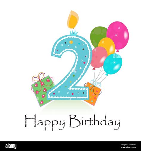 Happy second birthday card vector Stock Vector Image & Art - Alamy