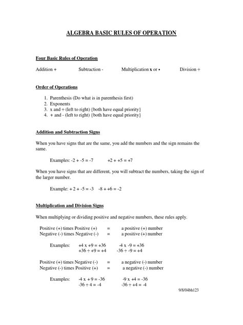 Four Basic Rules of Operation | PDF