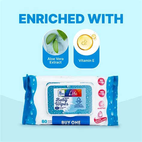 Apollo Life Fresh Baby Wipes, 160 Count (2x80 Wipes) Price, Uses, Side ...